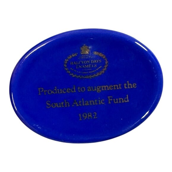 Halcyon Days Enamel Box Union Jack & Margaret Thatcher Quote 1982 Atlantic Fund - Picture 8 of 9